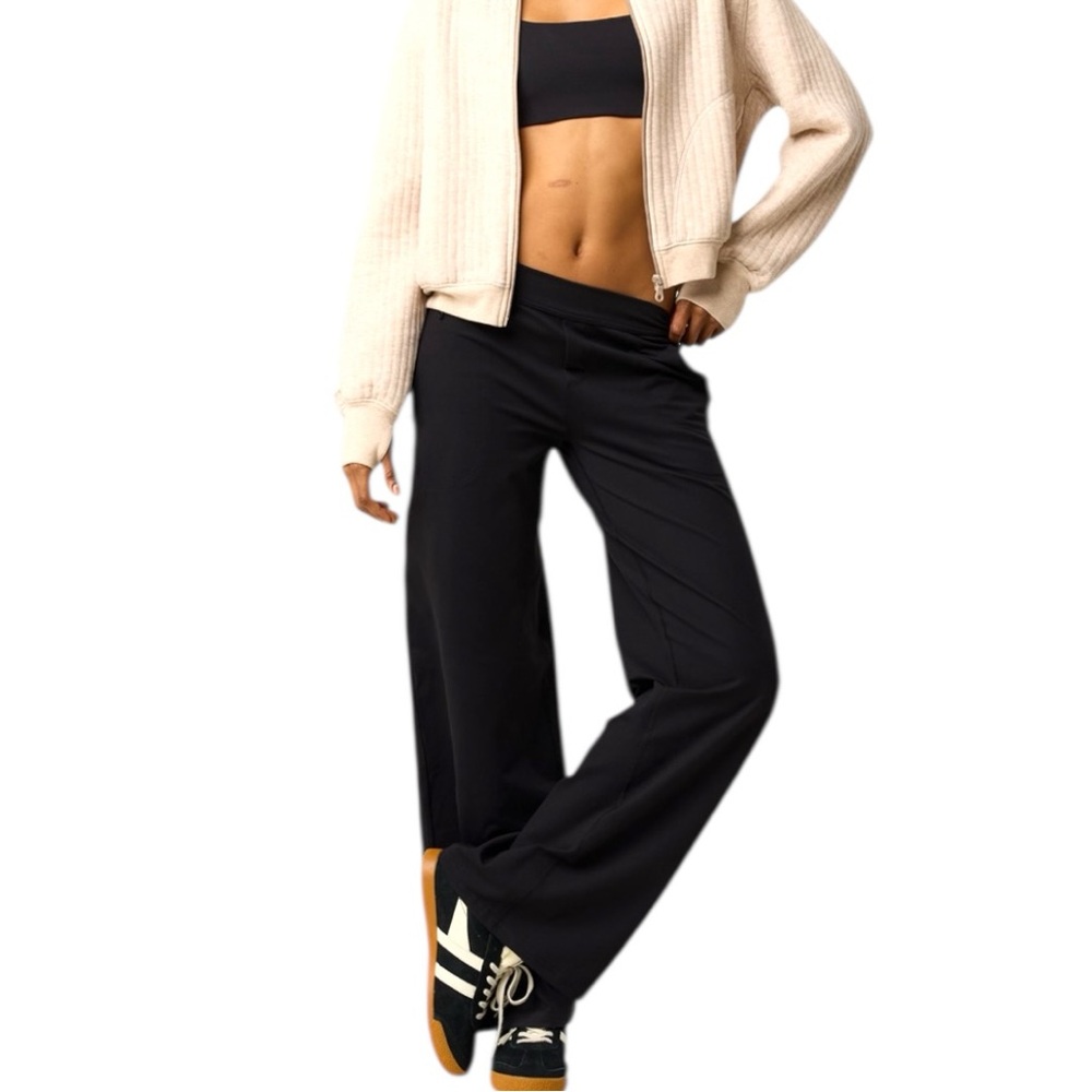 Aerie Offline The Hugger Wide Leg Pants Black XL Short High Rise Lounge